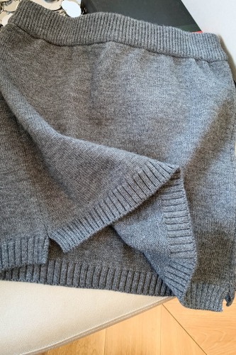 Photographed~ Grey Knit Semi-Skirt Autumn/Winter Bodycon Skirt Grey System miu inside miu temperament Woolen Short Skirt