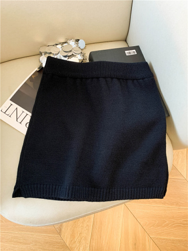 Photographed~ Grey Knit Semi-Skirt Autumn/Winter Bodycon Skirt Grey System miu inside miu temperament Woolen Short Skirt