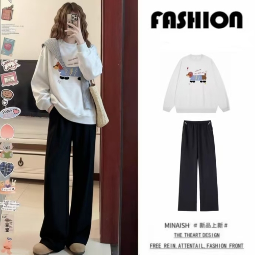 High-quality cotton composite CVC ribbed round neck printed women's and men's matching sweaters regular with added thermal lining