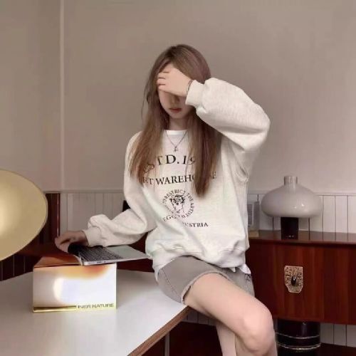 Hanma 250g David Coat Winter Atmosphere Style Personality Print Long Sleeve Loose Crew Neck Sweatshirt