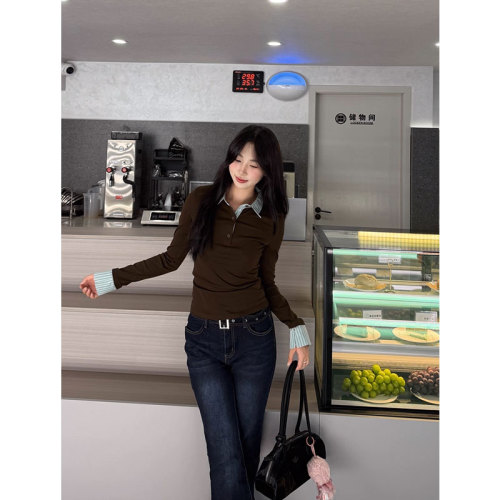 Original Quality Polo Long-Sleeve T-Shirt for Women, Underlayer, Fitted and Slimming, Autumn Super Stylish Base Top