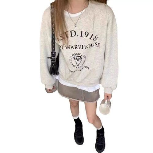 Hanma 250g David Coat Winter Atmosphere Style Personality Print Long Sleeve Loose Crew Neck Sweatshirt