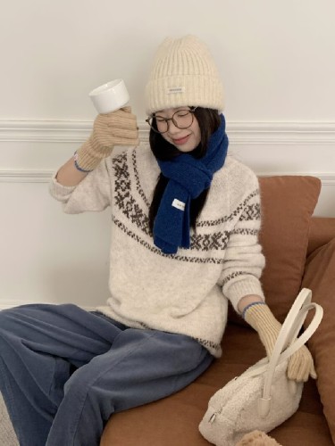 Actual Shoot Christmas Sweater for Men and Women Couple Set Red Knitwear Atmospheric Clothing Autumn and Winter Fair Isle Wool Sweater