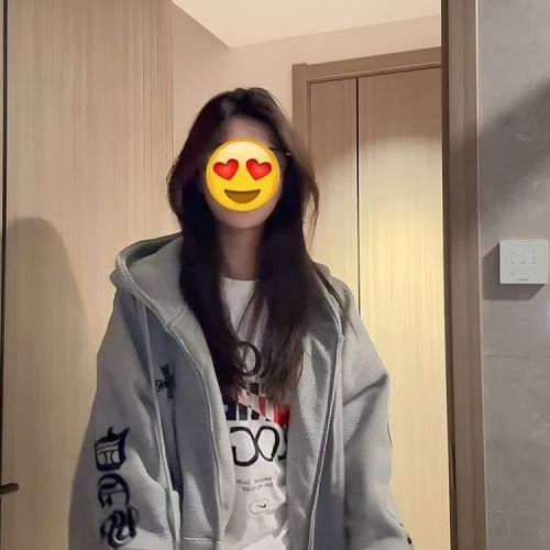 Waffle-Texture Composite American Street Hooded Sweatshirt for Women, INS Waffle-Texture Loose Open-Front Jacket