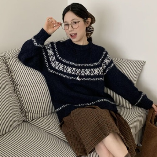 Actual Shoot Christmas Sweater for Men and Women Couple Set Red Knitwear Atmospheric Clothing Autumn and Winter Fair Isle Wool Sweater