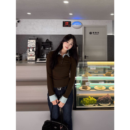 Original Quality Polo Long-Sleeve T-Shirt for Women, Underlayer, Fitted and Slimming, Autumn Super Stylish Base Top