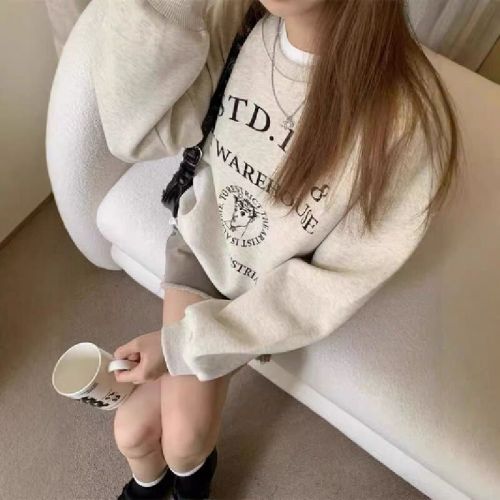 Hanma 250g David Coat Winter Atmosphere Style Personality Print Long Sleeve Loose Crew Neck Sweatshirt