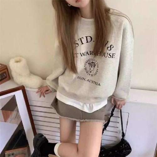 Hanma 250g David Coat Winter Atmosphere Style Personality Print Long Sleeve Loose Crew Neck Sweatshirt