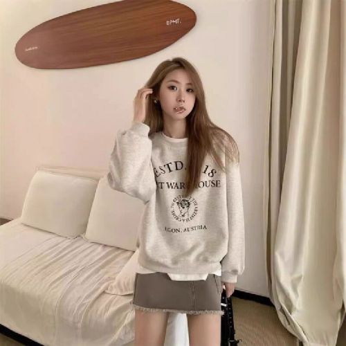 Hanma 250g David Coat Winter Atmosphere Style Personality Print Long Sleeve Loose Crew Neck Sweatshirt