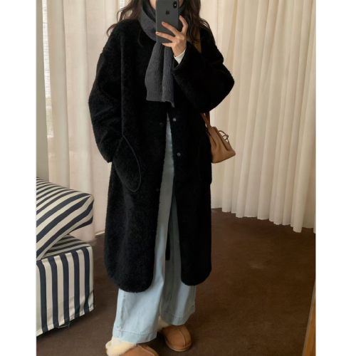 Sweet Women's Autumn/Winter New Korean Style Cartoon Loose Matchable Slimming Lamb Wool Jacket