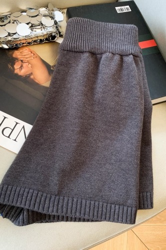 Photographed~ Grey Knit Casual Shorts Winter 2025 New Style Petite Knit Wide Leg Casual Boot Pants