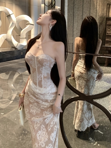 Women's High-End Socialite Heavy Work Bone Banquet Long Dress Sexy Bodycon Dress