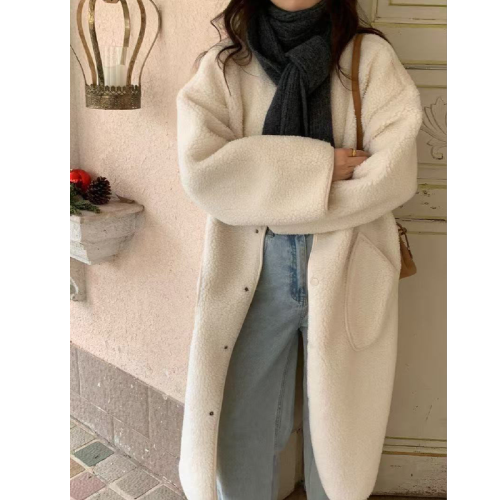 Sweet Women's Autumn/Winter New Korean Style Cartoon Loose Matchable Slimming Lamb Wool Jacket