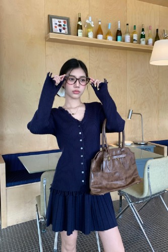 Photographed Real New Style High-End Heavy Work Designer Daughter Style Gully Bar Wool Knit Short Skirt Set for Women