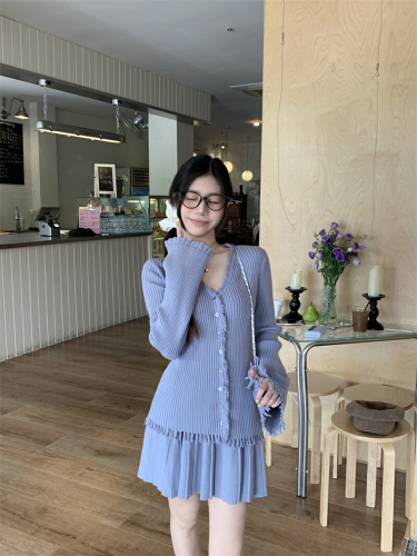 Photographed Real New Style High-End Heavy Work Designer Daughter Style Gully Bar Wool Knit Short Skirt Set for Women