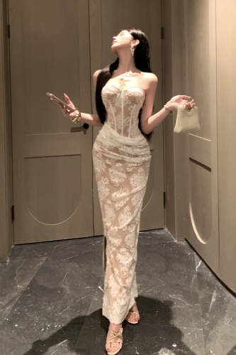 Women's High-End Socialite Heavy Work Bone Banquet Long Dress Sexy Bodycon Dress