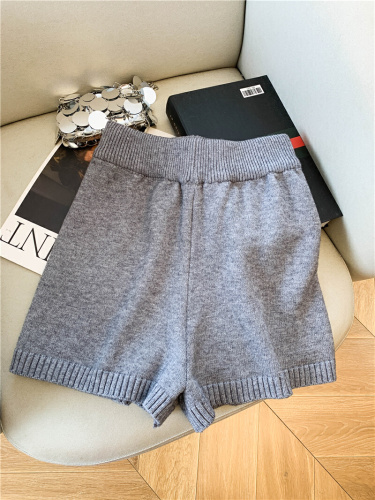 Photographed~ Grey Knit Casual Shorts Winter 2025 New Style Petite Knit Wide Leg Casual Boot Pants