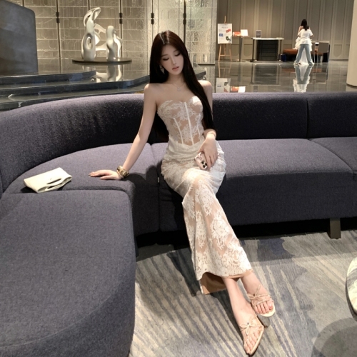 Women's High-End Socialite Heavy Work Bone Banquet Long Dress Sexy Bodycon Dress