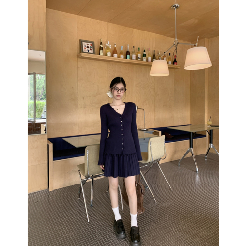 Photographed Real New Style High-End Heavy Work Designer Daughter Style Gully Bar Wool Knit Short Skirt Set for Women