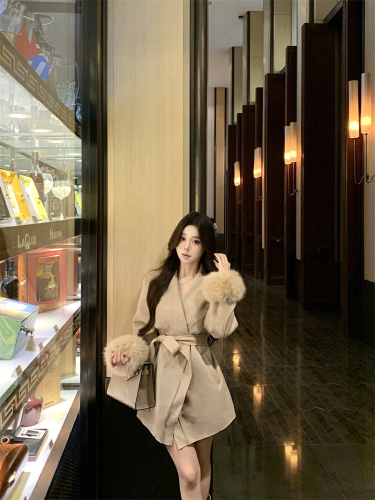 Photographed~ Elegant Collar Jacket for Autumn/Winter Retro Gentle Style Loose Lazy Wind Long Length Trousers