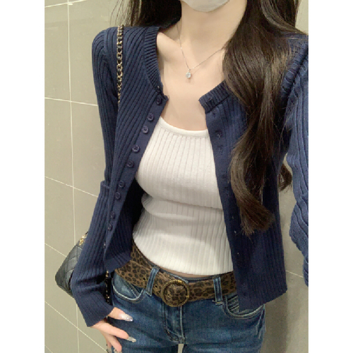 Photographed Korean Style Fitted Sexy Girl Andy Wool Inner Tank Top Knit Cardigan Two-Piece Set