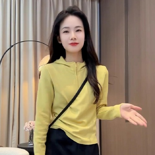 Cotton-Blend Stylish Youthful High-End Casual Sport Sweatshirt for Women Autumn