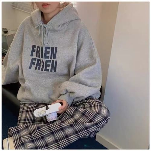 250 David Coat Korean Version Dongdaemun Casual Style Personality Print Fleece Thick Double Hooded Top