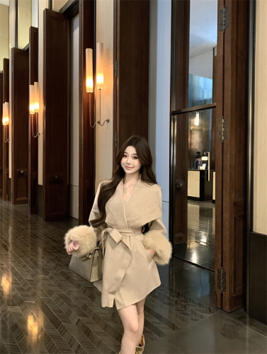 Photographed~ Elegant Collar Jacket for Autumn/Winter Retro Gentle Style Loose Lazy Wind Long Length Trousers