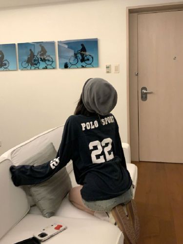 Floral Cotton Long-Sleeve T-Shirt for Women, Autumn American Retro V-Neck Loose Letter Print Top for Women