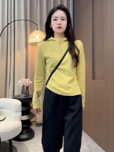 Cotton-Blend Stylish Youthful High-End Casual Sport Sweatshirt for Women Autumn