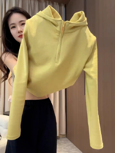 Cotton-Blend Stylish Youthful High-End Casual Sport Sweatshirt for Women Autumn