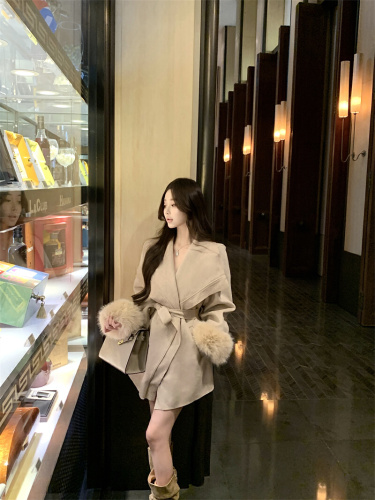 Photographed~ Elegant Collar Jacket for Autumn/Winter Retro Gentle Style Loose Lazy Wind Long Length Trousers