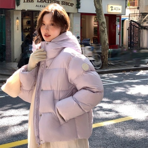White Ling'er Short-Sleeve Cotton Coat for Women 2025 Winter New Style Ultra-Chic Pastry Bread Coat Thick Down Jacket Outerwear