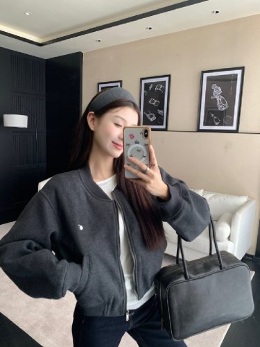 Actual shooting 2025 Autumn/Winter New Korean High-end Embroidered Fleece Stand Collar Jacket Loose Women's Casual Outerwear