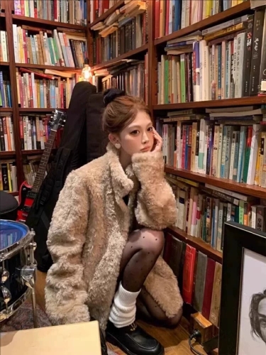 Original fabric 2025 new style stand-up collar lamb wool women's leather and fur integrated coat