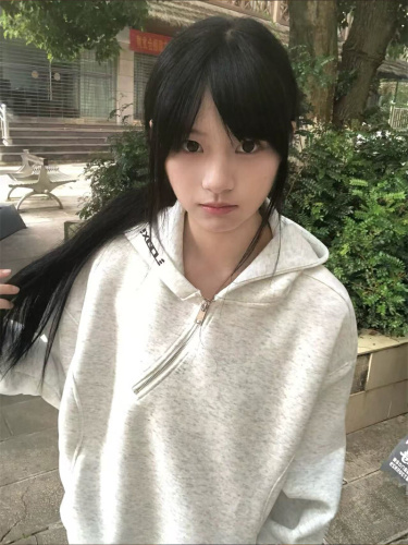 Cotton-imitating, polyester-cotton blended, milk fiber letter embroidery hoodie sweatshirt loose silhouette coat top