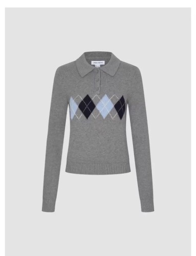 2025 Autumn New Women's French Casual College Style Gingham Short-Sleeve Knit Top