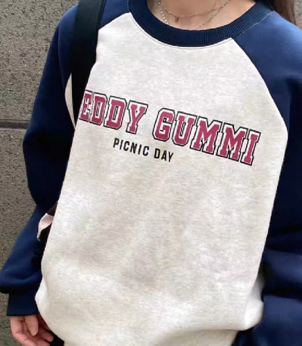 High-quality cotton composite CVC ribbed winter phantom logo crew neck print sweatshirt