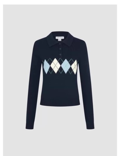 2025 Autumn New Women's French Casual College Style Gingham Short-Sleeve Knit Top