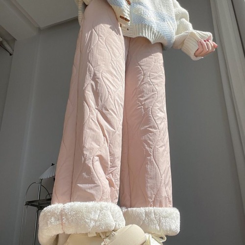 Women's Northeast Plush Cotton Pants 2025 New Arrival Thickened Fleece Warm Cold-Proof Ankle Boot Wide Leg Pants