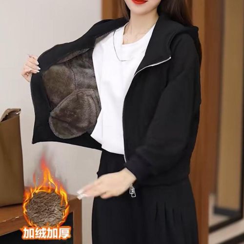 New Autumn/Winter Padded and Thick Upgraded Jacket Fashion Youthful Matchable Casual Loose Zip Hooded Sweatshirt Cardigan