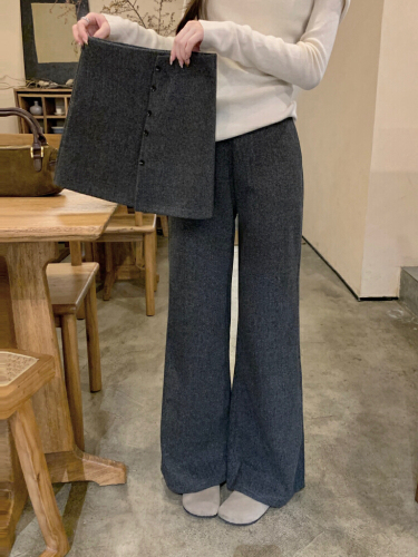 Photographed! 2025 Autumn/Winter Lazy Style Detachable Pencil Skirt Relaxed Pants with Drape Grey Wool Blazer Leggings for Women