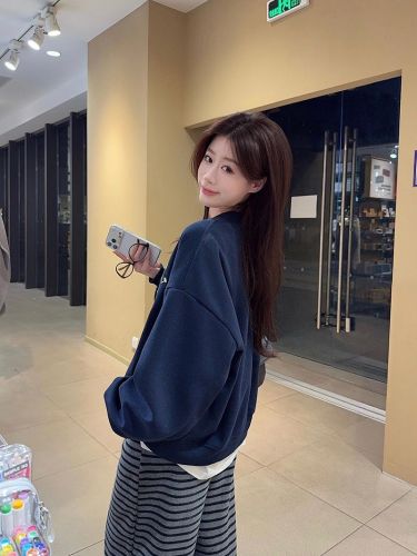 Pure Cotton Composite True Super Thickened Winter New Fashion Embroidered Floral Loose Round Neck Korean Style Warm Top