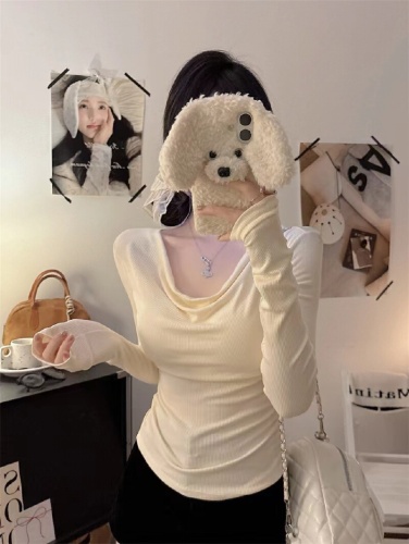 New Autumn Pure Desire Sexy Draping Collar Long Sleeve, Multiple Ways to Wear, Body-Slimming, Fixed Bra Cup for Women