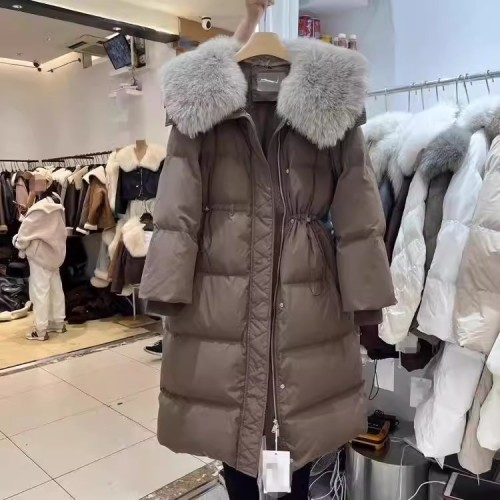 Korean Fox Fleece Down Parka Women's Medium-Length 2025 Winter New Slimming Tummy Control Knee-Length Thick Outerwear