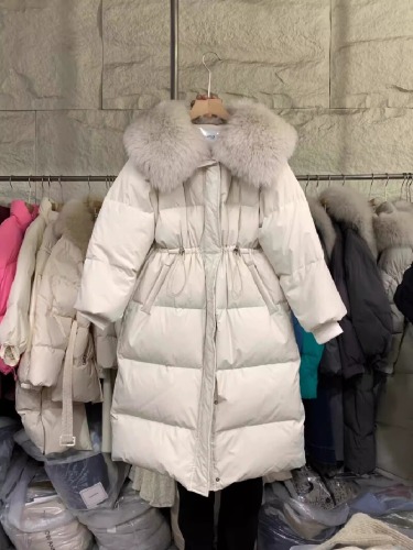 Korean Fox Fleece Down Parka Women's Medium-Length 2025 Winter New Slimming Tummy Control Knee-Length Thick Outerwear