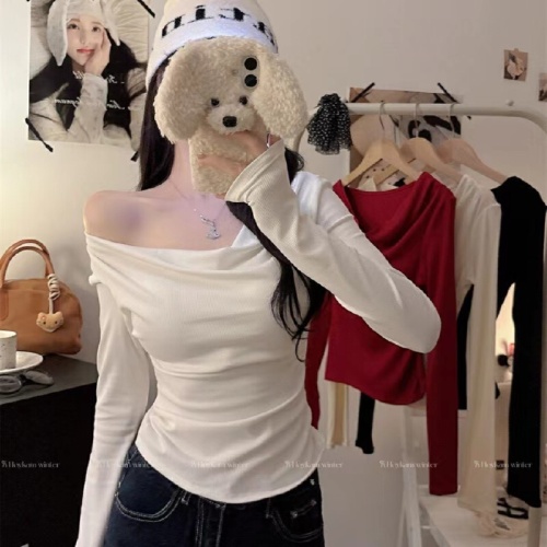 New Autumn Pure Desire Sexy Draping Collar Long Sleeve, Multiple Ways to Wear, Body-Slimming, Fixed Bra Cup for Women
