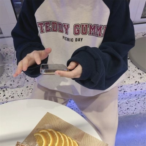 High-quality cotton composite CVC ribbed winter phantom logo crew neck print sweatshirt