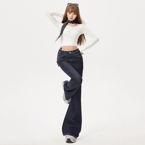 Photographed~ 2025 Original Cattle Color New Hot Girl Low-Waisted Elastic Non-Hugging Pants Women Versatile Slimming Tidal Denim Jeans