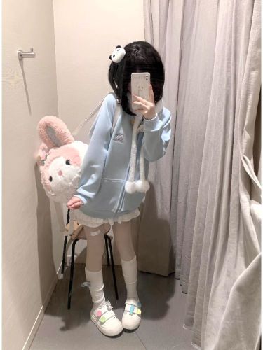 Fluffy Teddy Bear Hooded Sweatshirt for Women - 2025 New Spring and Autumn Season Loose Cute Girl Student Style Outerwear